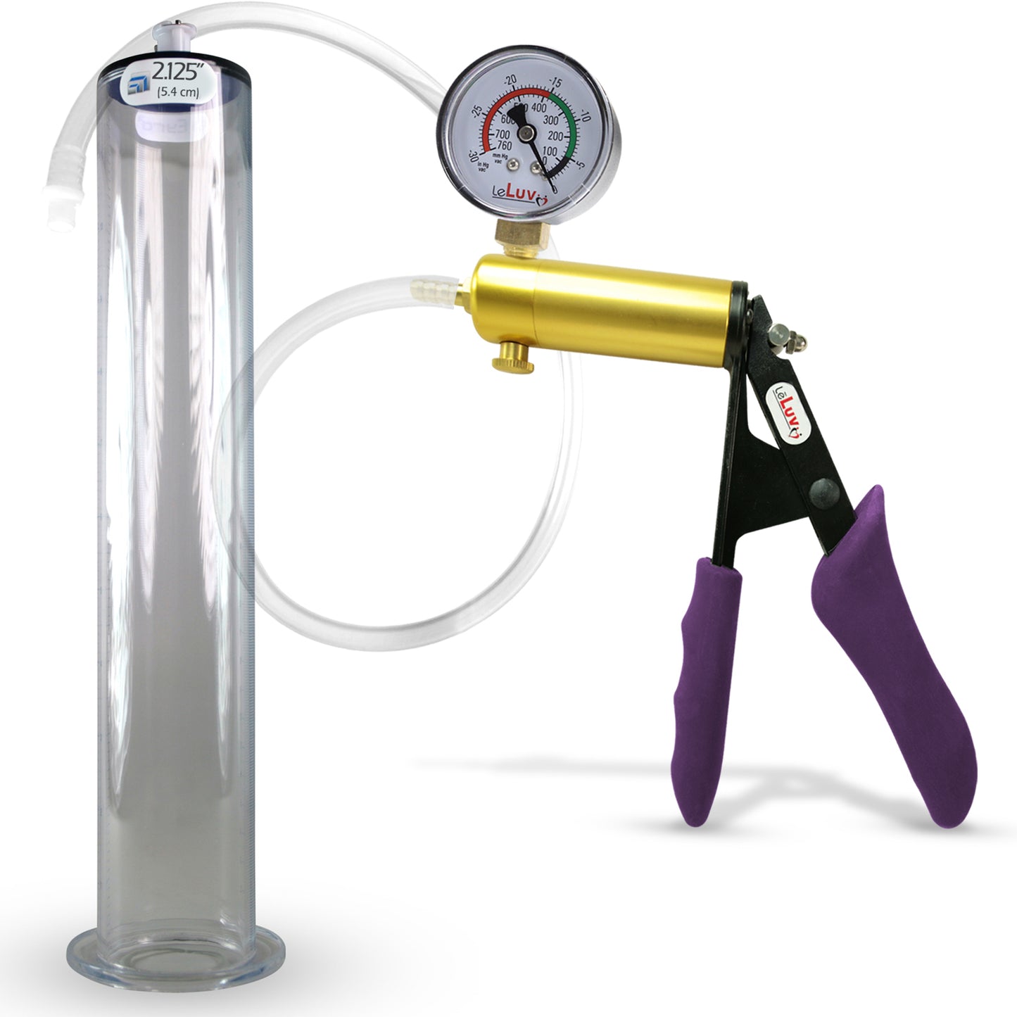 LeLuv® Ultima Penis Pump - Purple Silicone Grips, Clear Hose - Wide Flange Cylinders