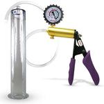 LeLuv® Ultima Penis Pump - Purple Silicone Grips, Clear Hose - Wide Flange Cylinders