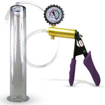 LeLuv® Ultima Penis Pump - Purple Silicone Grips, Clear Hose - Wide Flange Cylinders