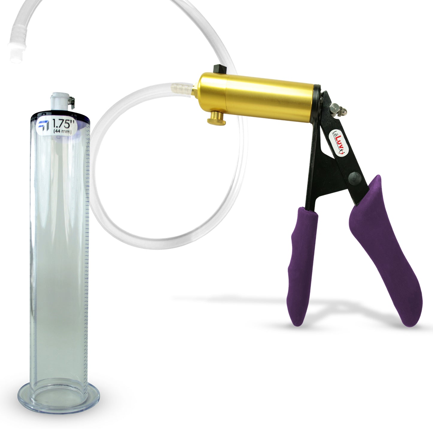 LeLuv® Ultima Penis Pump - Purple Silicone Grips, Clear Hose - Wide Flange Cylinders