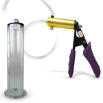 LeLuv® Ultima Penis Pump - Purple Silicone Grips, Clear Hose - Wide Flange Cylinders