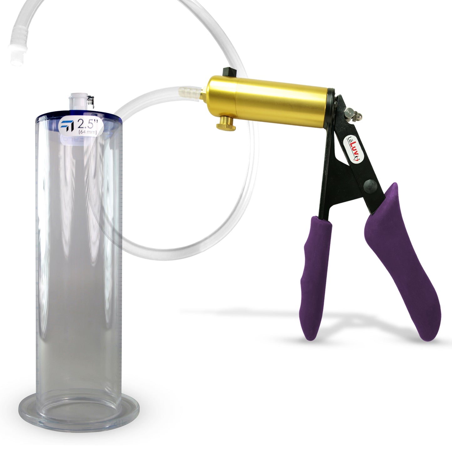 LeLuv® Ultima Penis Pump - Purple Silicone Grips, Clear Hose - Wide Flange Cylinders