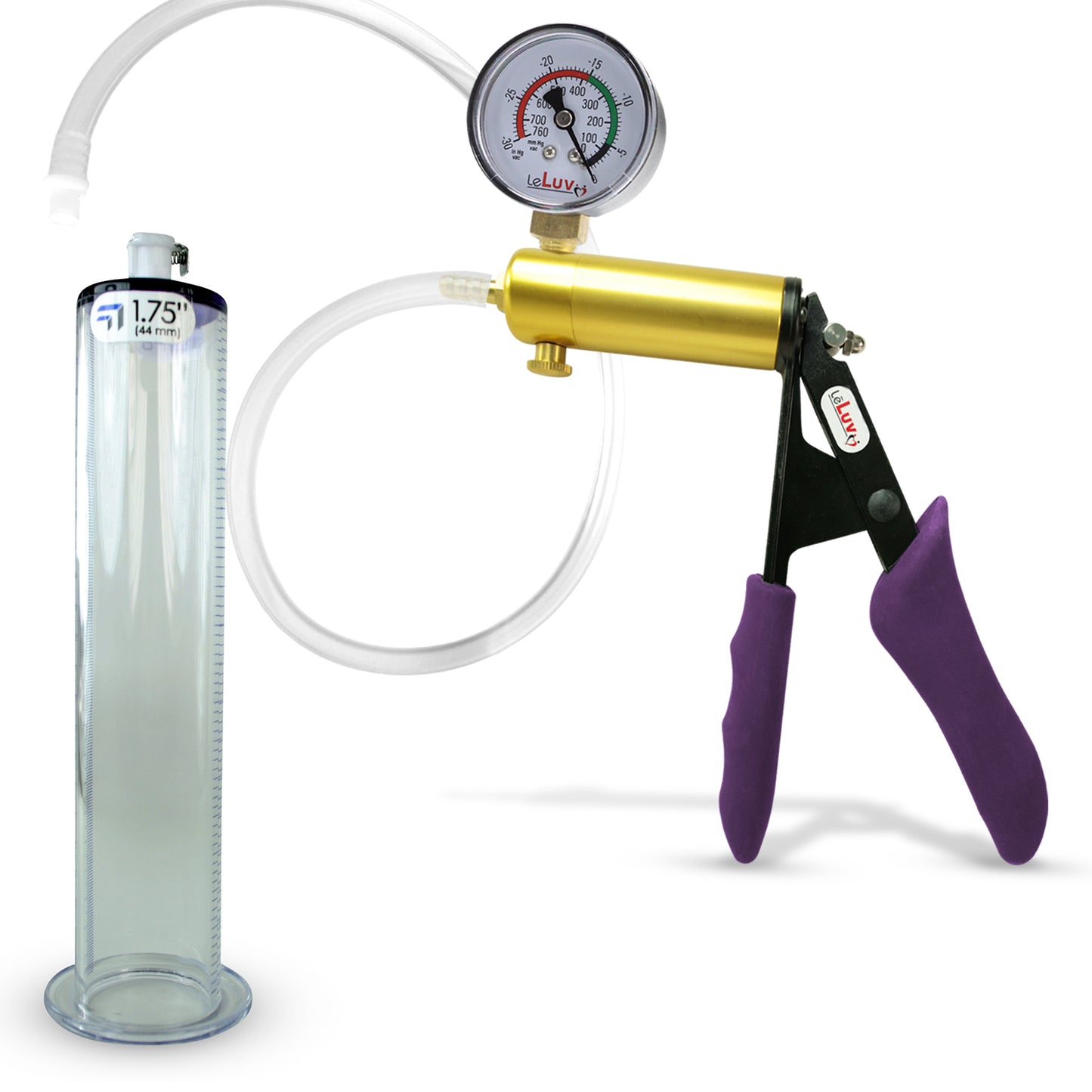 LeLuv® Ultima Penis Pump - Purple Silicone Grips, Clear Hose - Wide Flange Cylinders