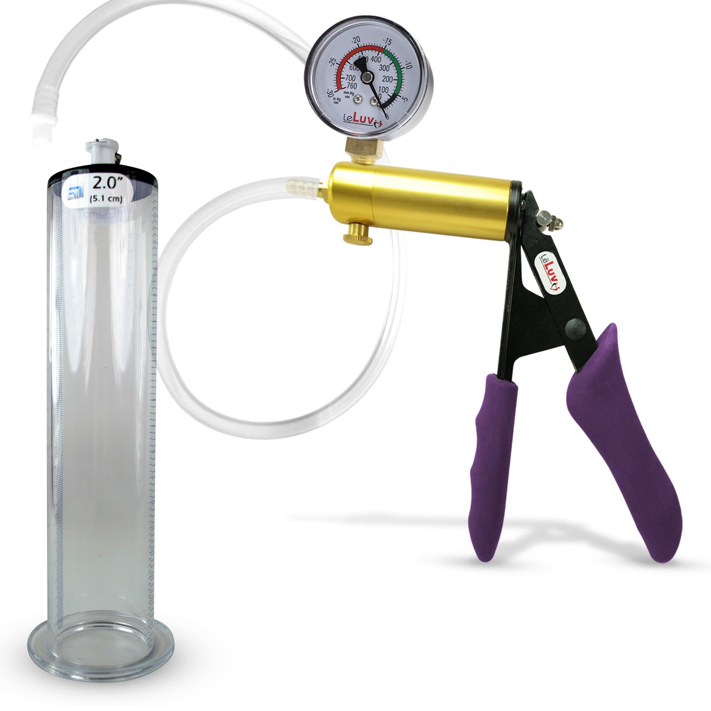 LeLuv® Ultima Penis Pump - Purple Silicone Grips, Clear Hose - Wide Flange Cylinders