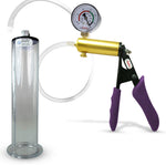 LeLuv® Ultima Penis Pump - Purple Silicone Grips, Clear Hose - Wide Flange Cylinders