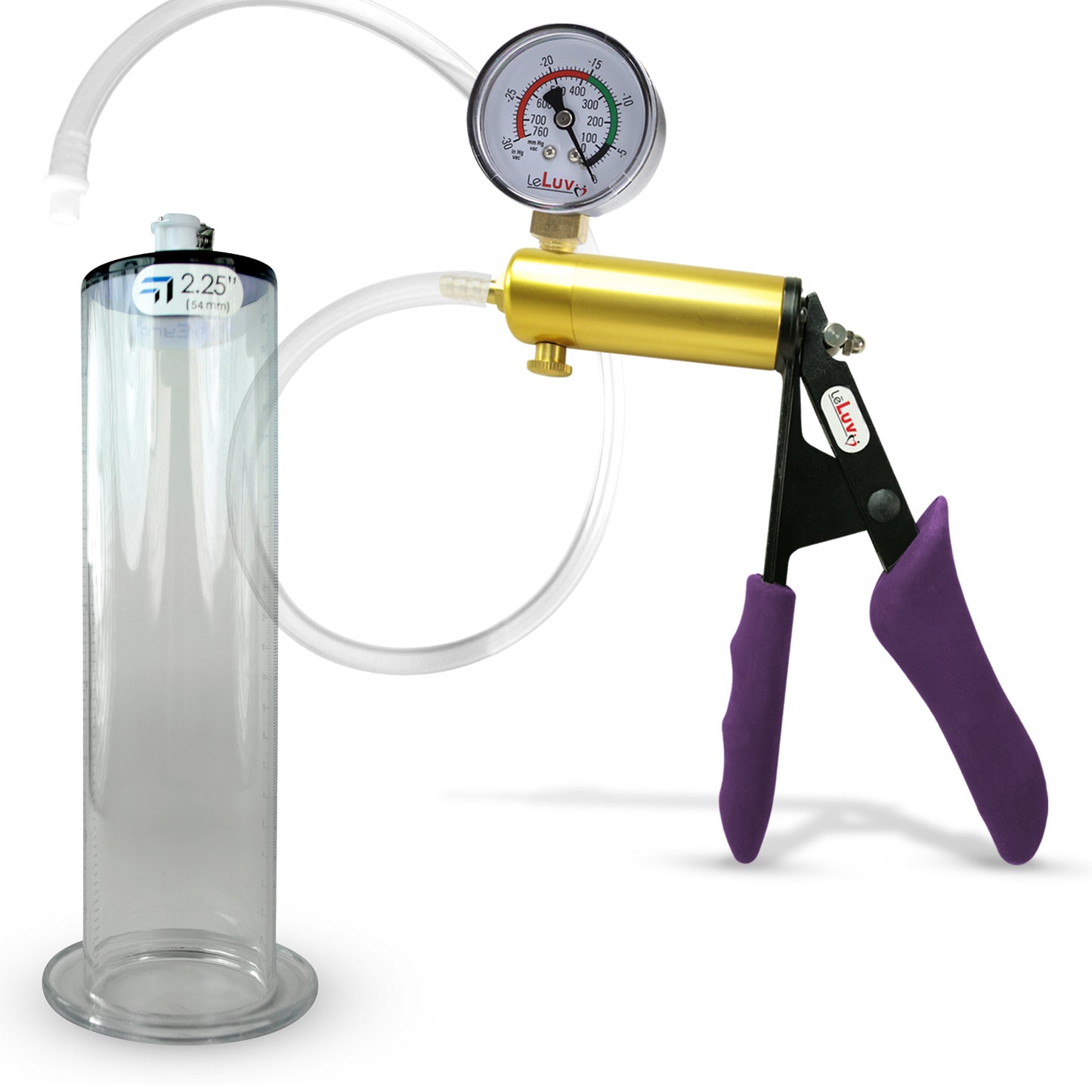 LeLuv® Ultima Penis Pump - Purple Silicone Grips, Clear Hose - Wide Flange Cylinders