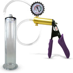 LeLuv® Ultima Penis Pump - Purple Silicone Grips, Clear Hose - Wide Flange Cylinders