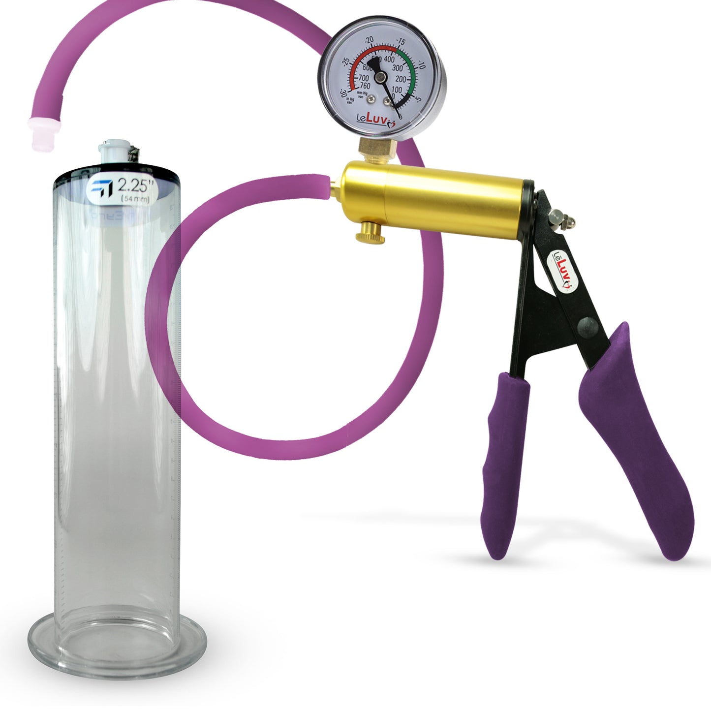 Penis Pump LeLuv ULTIMA Handle & Hose Silicone Ergonomic Grips, Silicone Hose with WIDE FLANGE Cylinder