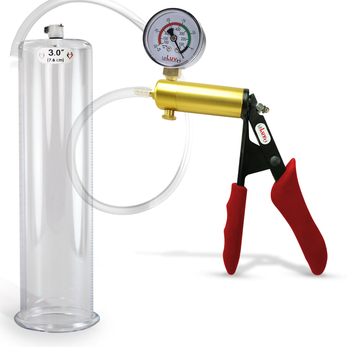 LeLuv® Ultima Penis Pump -  Ergonomic Silicone Grips and Clear Hose with Round Flange Cylinders