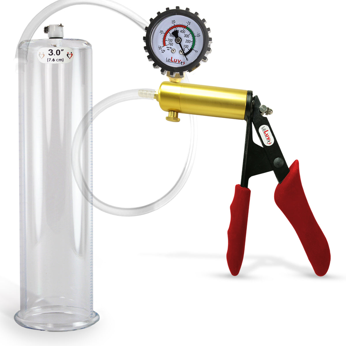 LeLuv® Ultima Penis Pump -  Ergonomic Silicone Grips and Clear Hose with Round Flange Cylinders