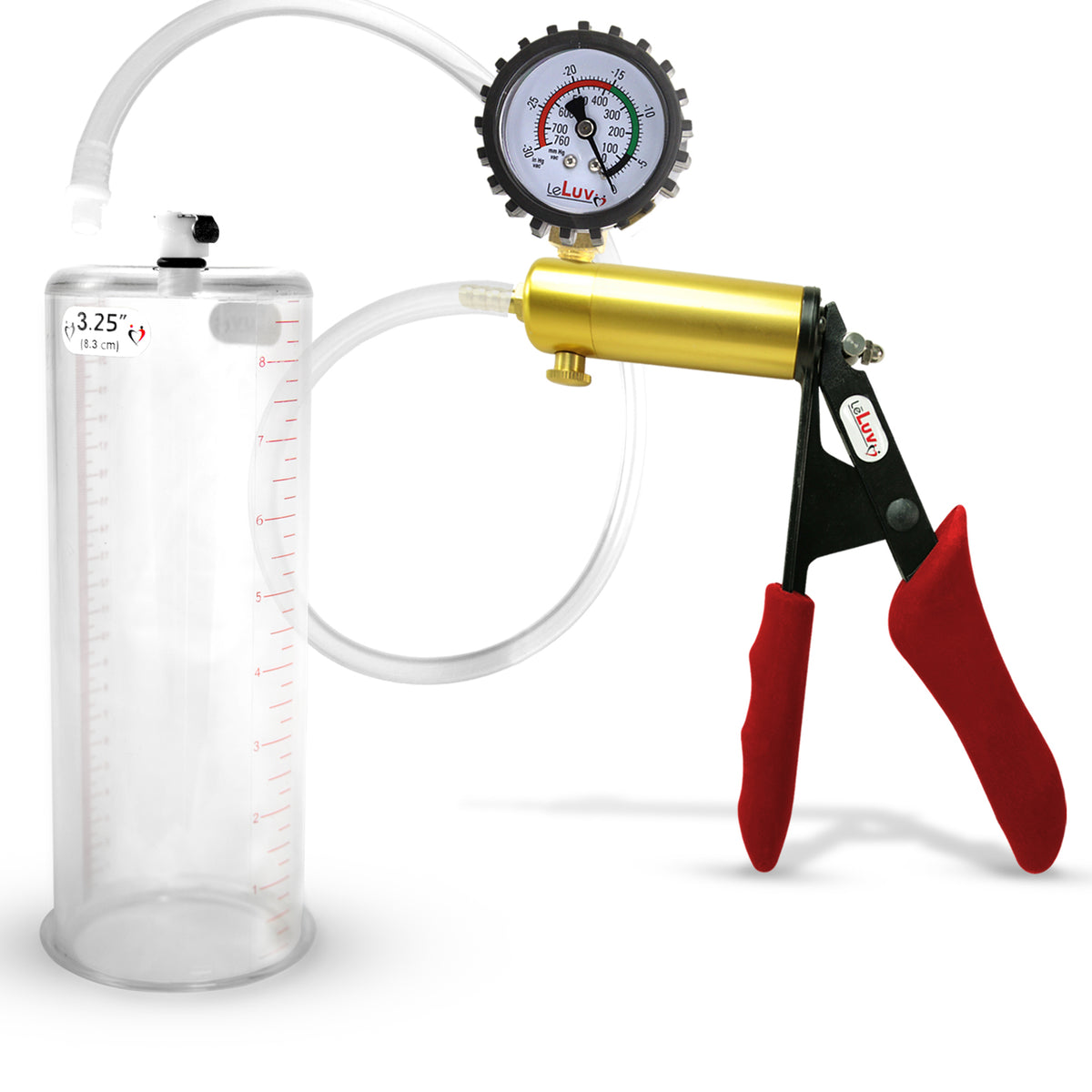 LeLuv® Ultima Penis Pump -  Ergonomic Silicone Grips and Clear Hose with Round Flange Cylinders