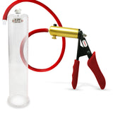 LeLuv Premium ULTIMA Penis Pump | Red Silicone Grips & Hose | Choose Cylinder Size