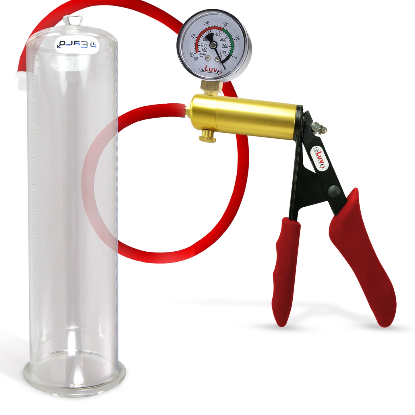 LeLuv® Ultima Premium Penis Pump - Silicone Grips & Hose with Round Flange Cylinder