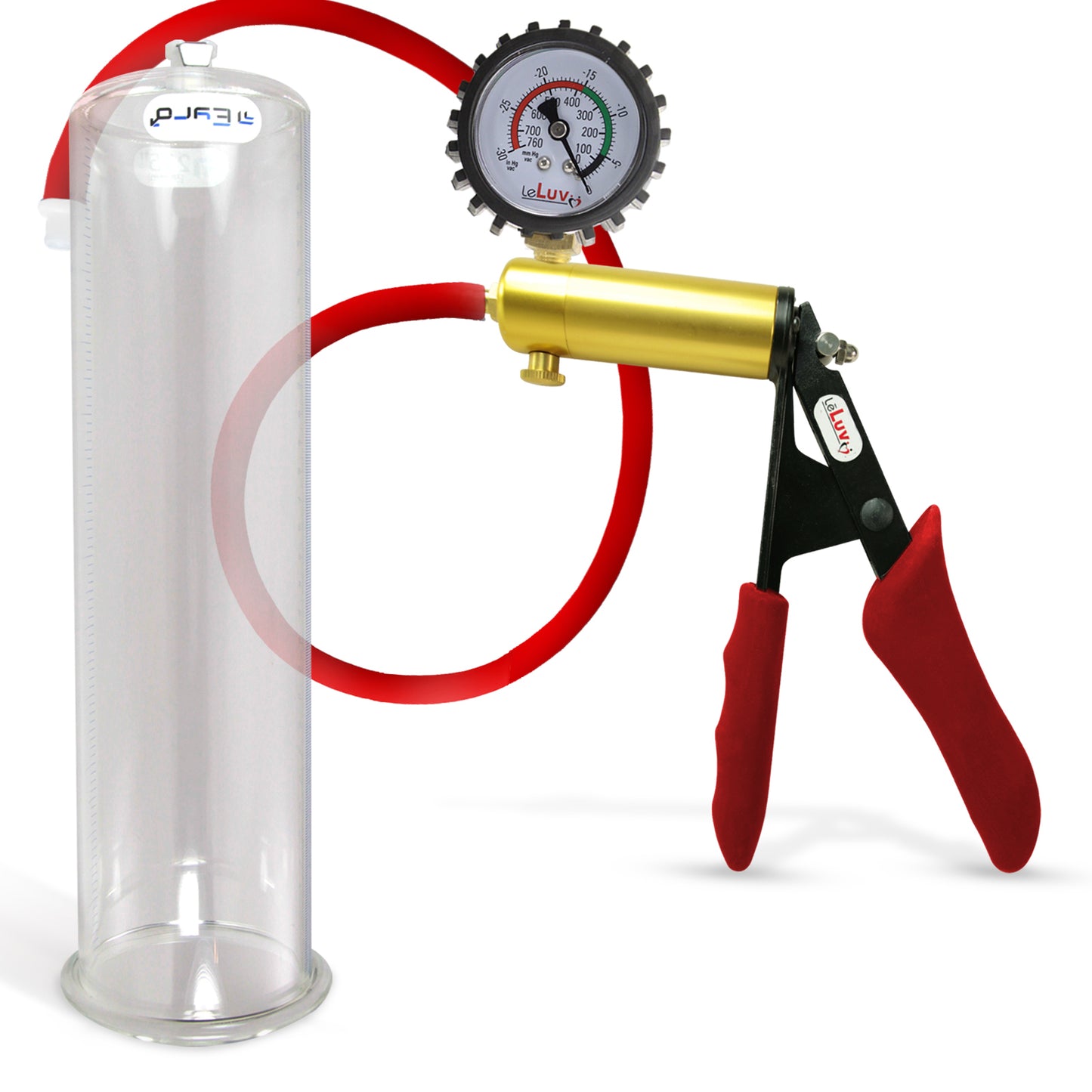 LeLuv® Ultima Premium Penis Pump - Silicone Grips & Hose with Round Flange Cylinder