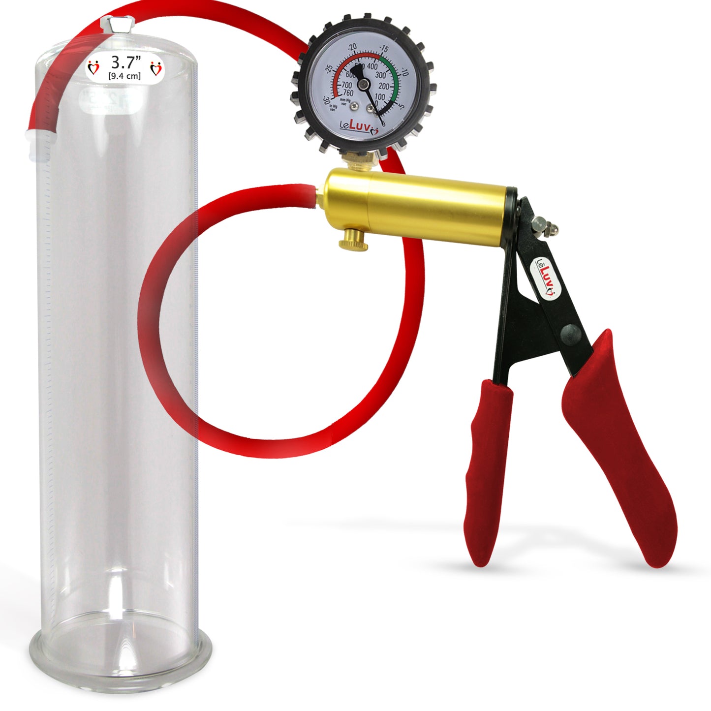 LeLuv® Ultima Premium Penis Pump - Silicone Grips & Hose with Round Flange Cylinder