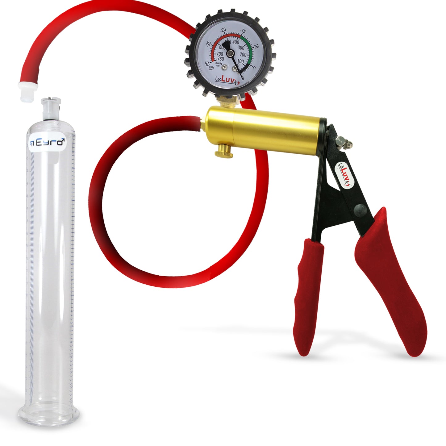 LeLuv® Ultima Premium Penis Pump - Silicone Grips & Hose with Round Flange Cylinder