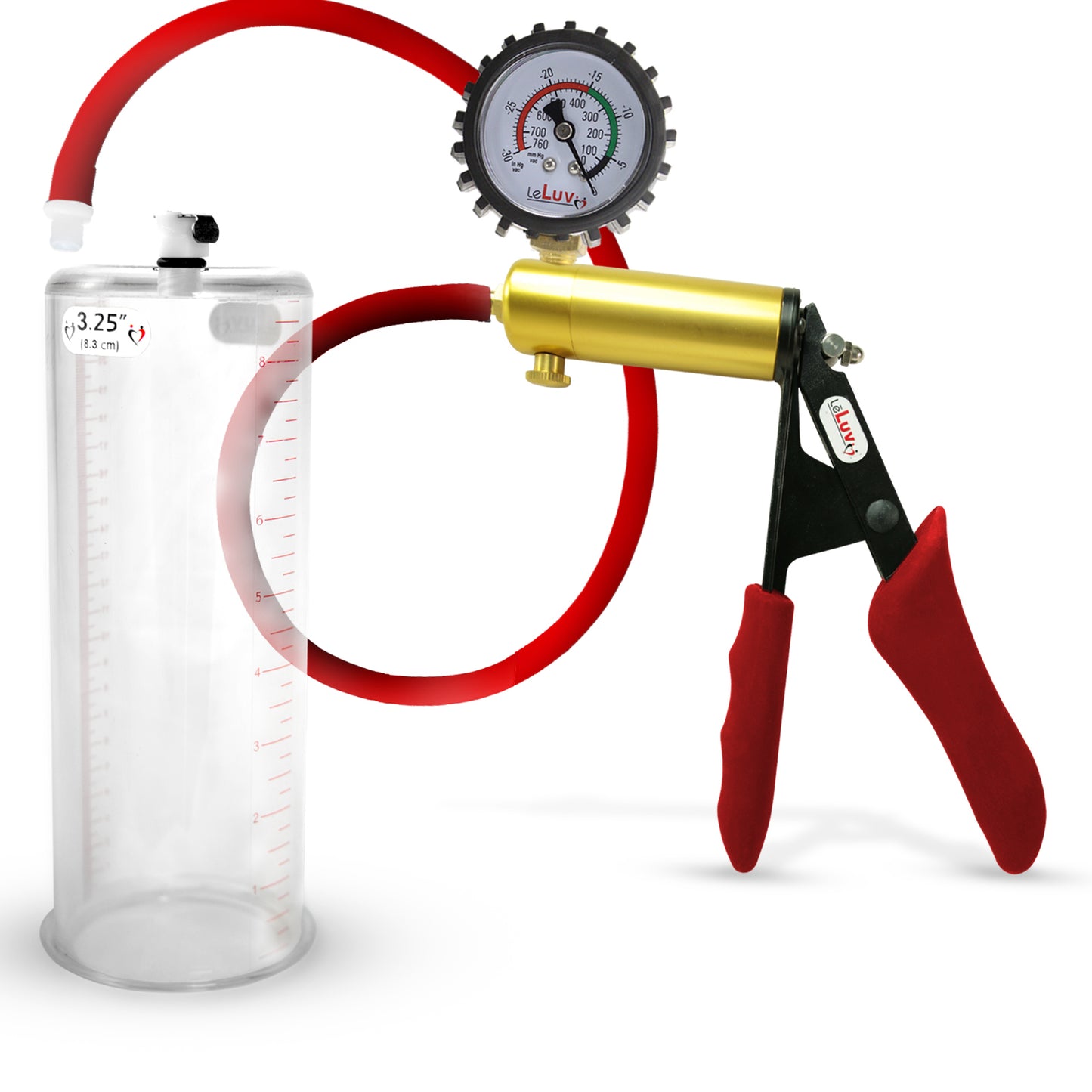 LeLuv® Ultima Premium Penis Pump - Silicone Grips & Hose with Round Flange Cylinder