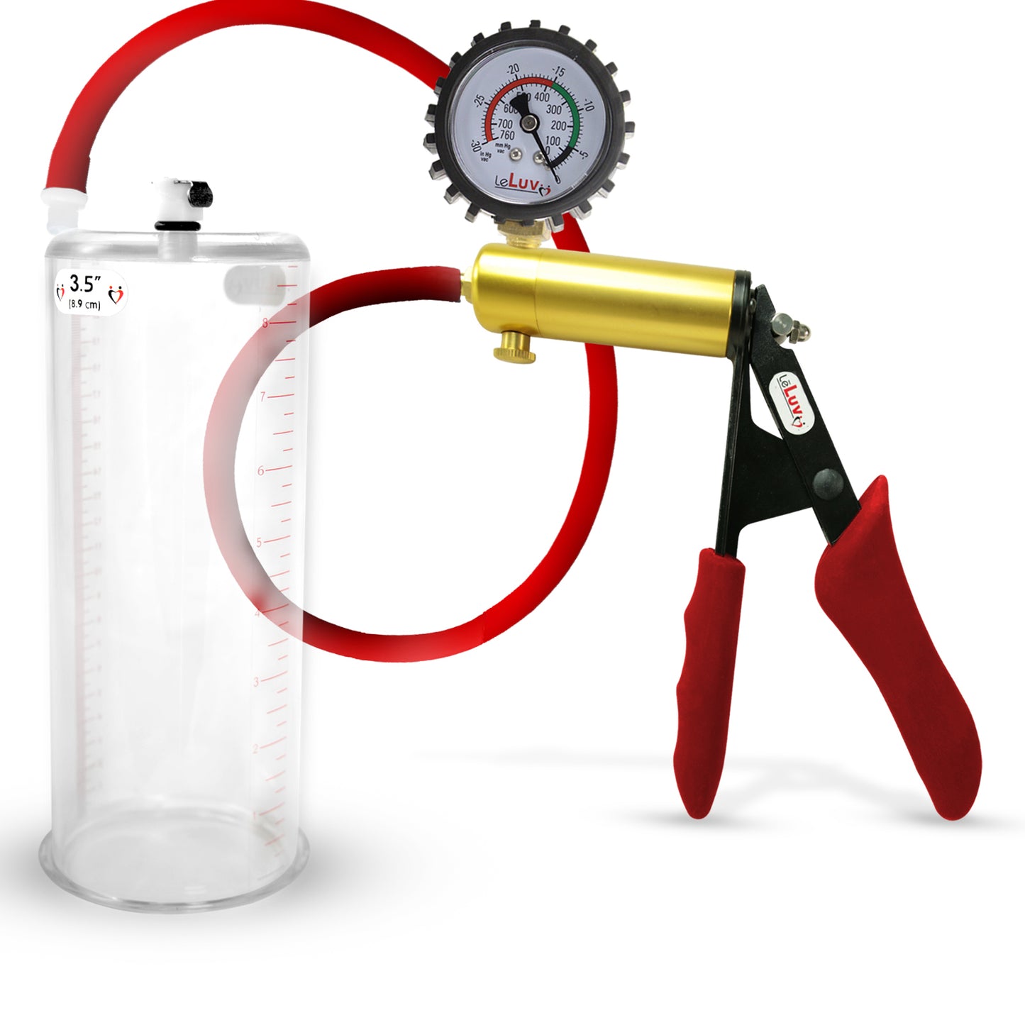 LeLuv® Ultima Premium Penis Pump - Silicone Grips & Hose with Round Flange Cylinder