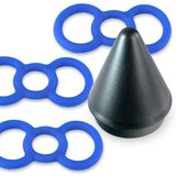Blue Uncoated Silicone Loop Handle Tension Ring 3-Pack w/ Loader Cone "#5" - .7"
