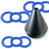 Blue Uncoated Silicone Loop Handle Tension Ring 3-Pack w/ Loader Cone "#6" - .75"