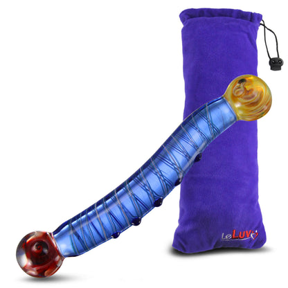 LeLuv Glass DreamScape Curved Double Tipped G-Spot Stimulator Dildo