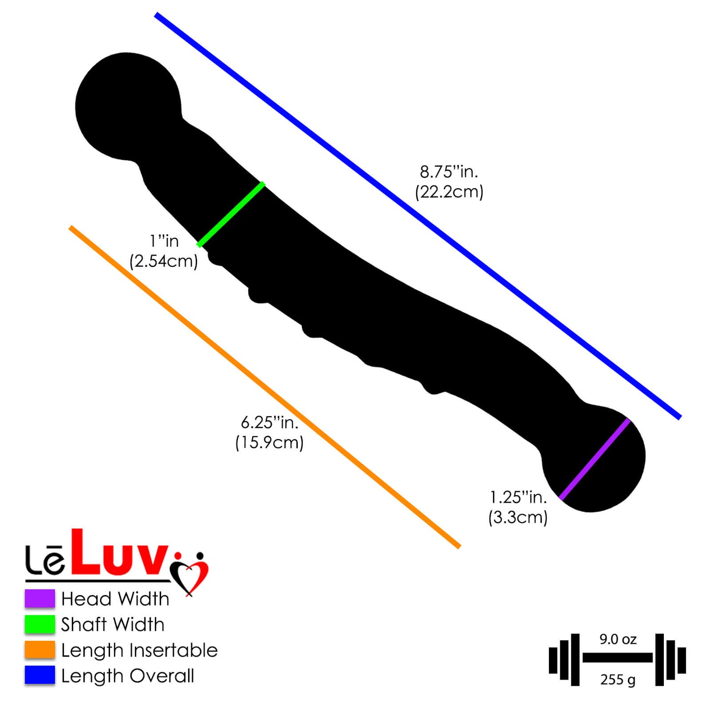 LeLuv Glass DreamScape Curved Double Tipped G-Spot Stimulator Dildo