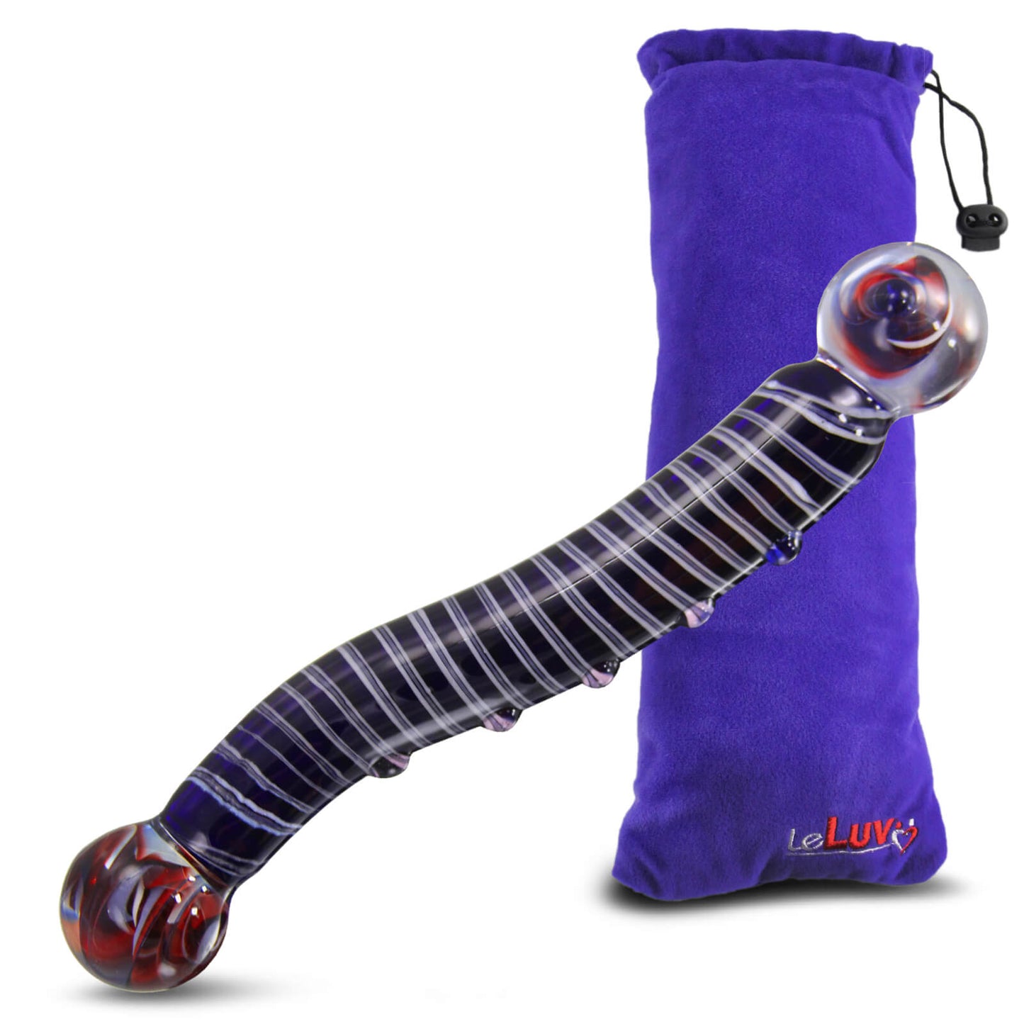 LeLuv Glass DreamScape Curved Double Tipped G-Spot Stimulator Dildo