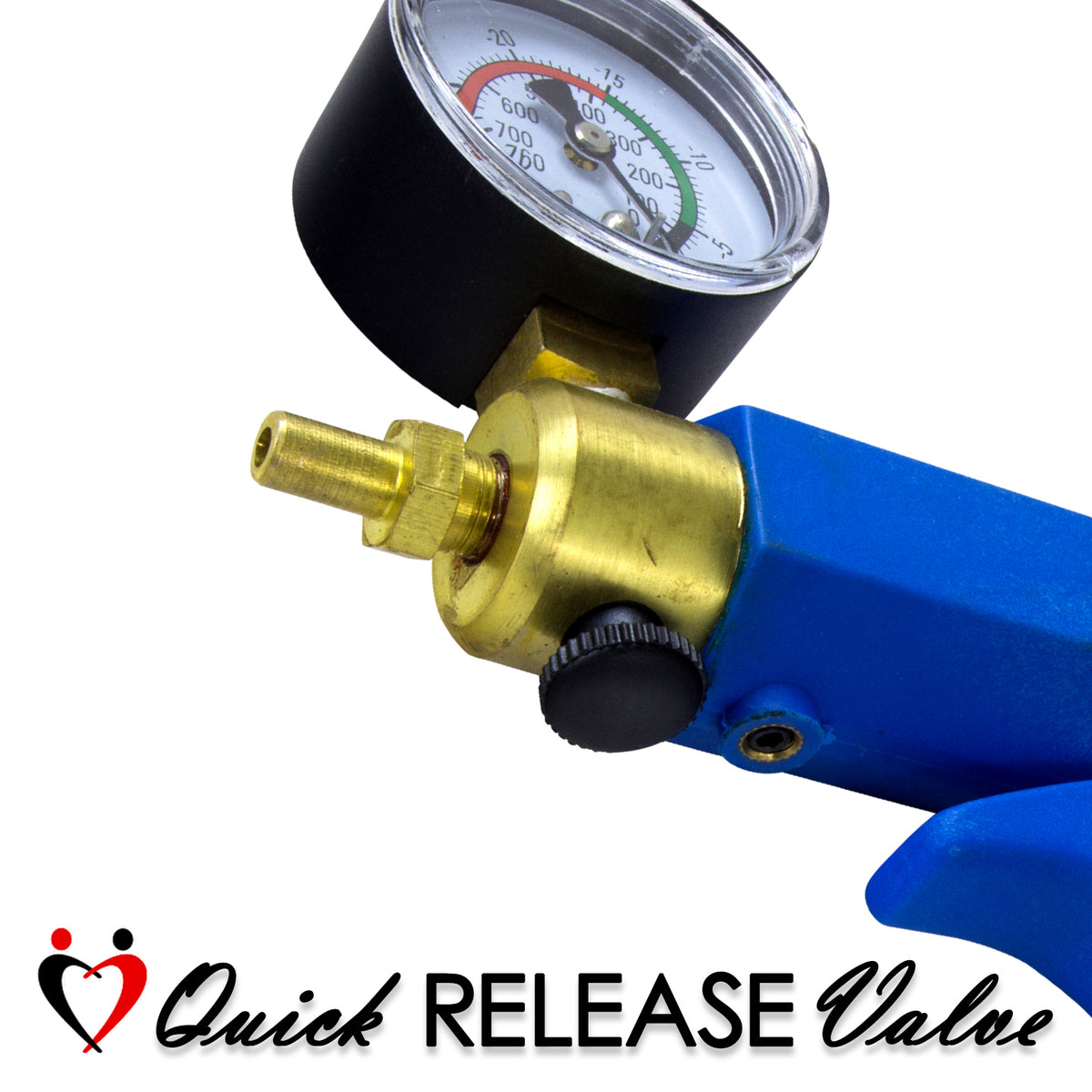LeLuv Maxi Penis Pump | Blue Handle/Silicone Hose + Gauge/Protected Gauge | Round Flange Cylinder
