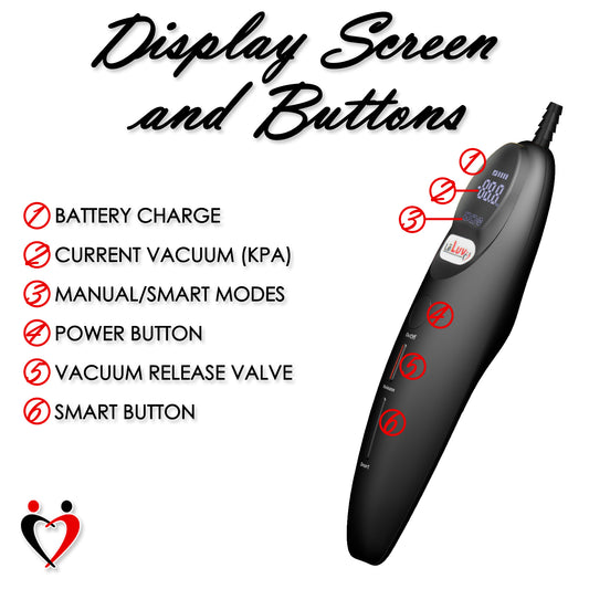 LeLuv Magna LCD Smart Penis Pump | 9 or 12 Inch Length Cylinder | Wide Flange
